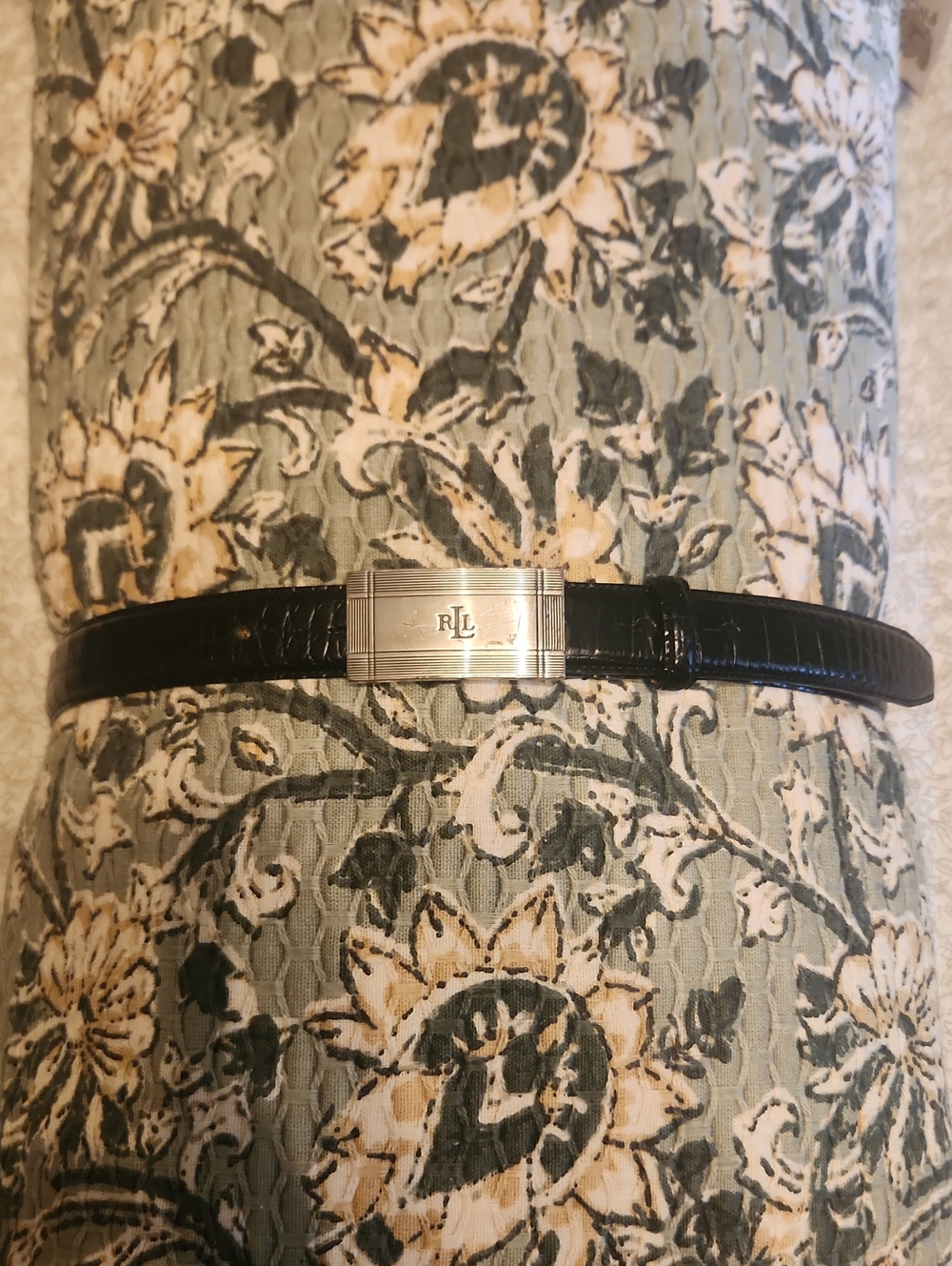 Ralph Lauren Leather Belt with Silver-tone Buckle - Black